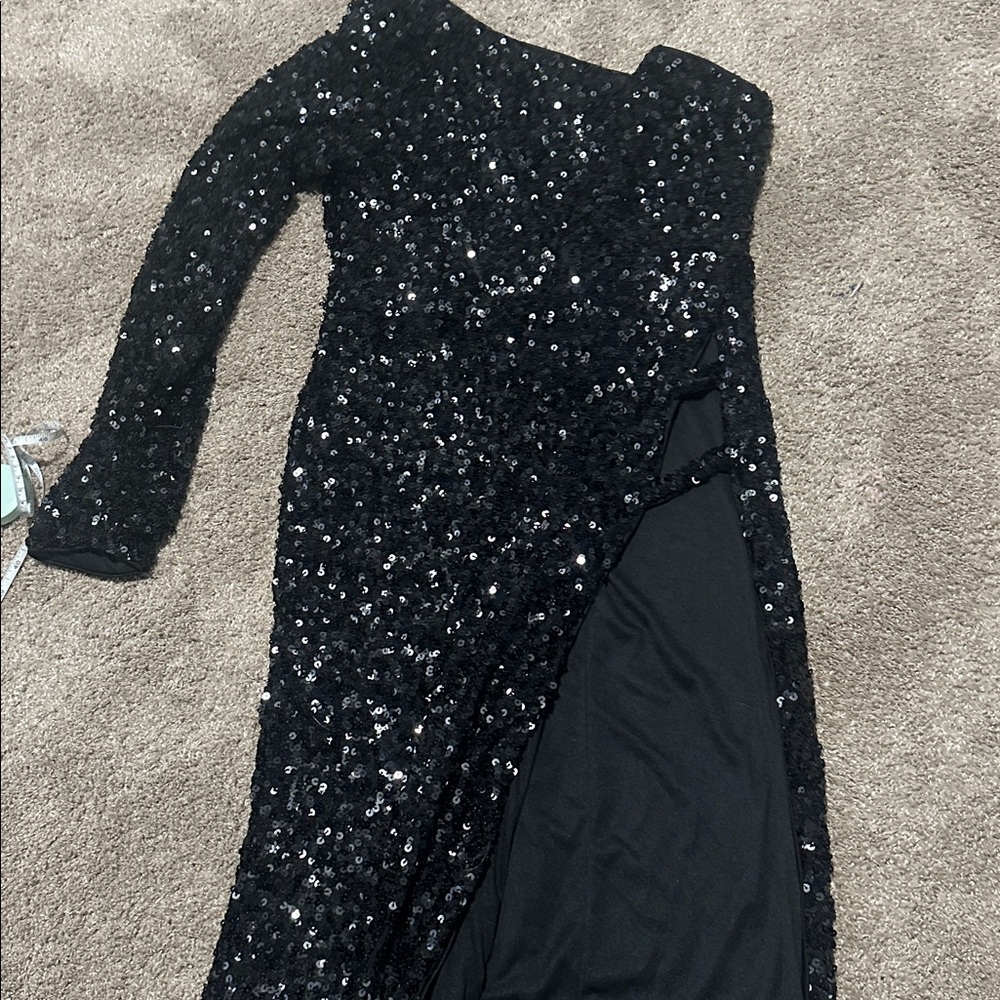 Fashion Nova Black One Shoulder Sequin Dress - Picture 3 of 6